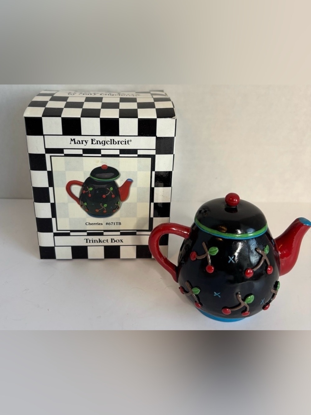 MARY ENGELBREIT CHERRY TEAPOT TRINKET BOX